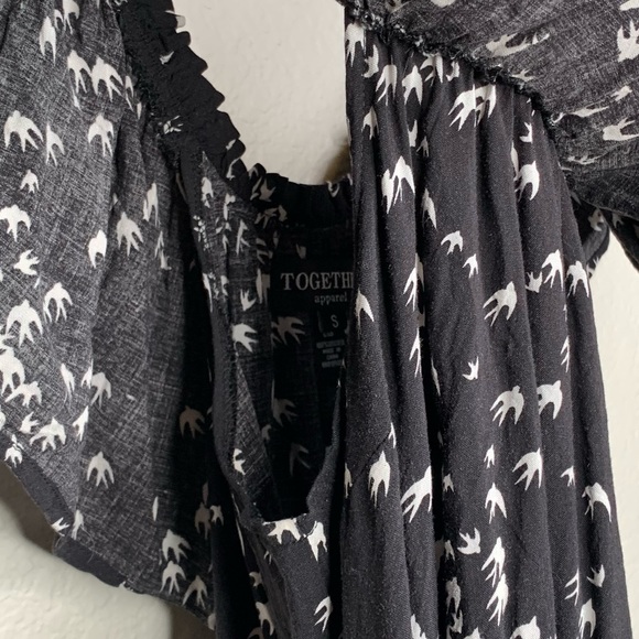 Together Off the Shoulder Bird Print Ruffle Dress - Picture 3 of 7